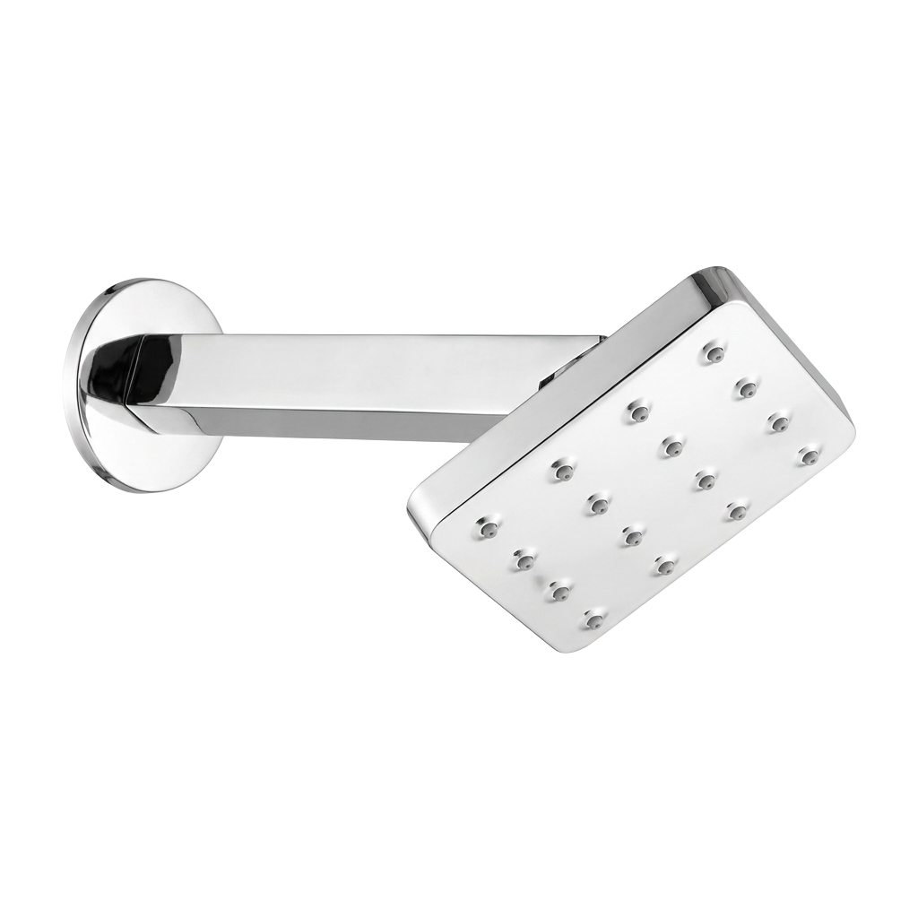 Black Square polished chrome overhead shower