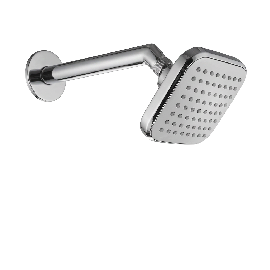 Filora square polished chrome wall arm shower
