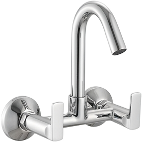 Polished chrome sink mixer